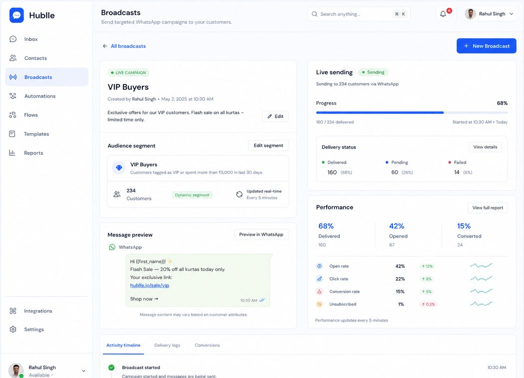Broadcasts Built on Shopify Segments mockup
